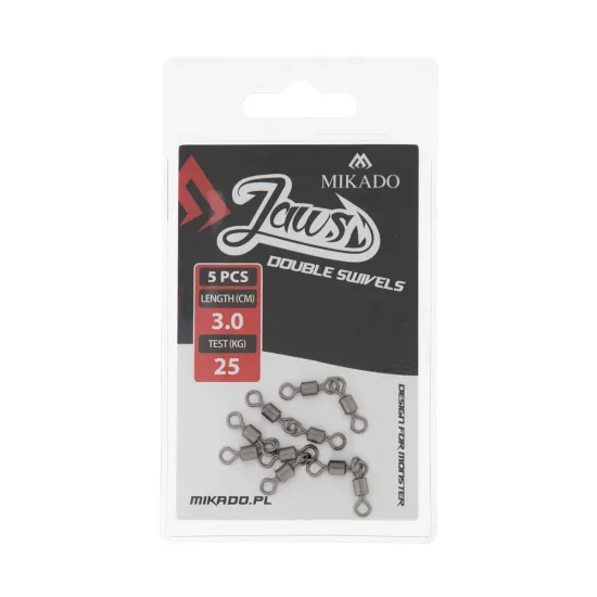 Krętlik wędkarski podwójny Mikado Jaws Double 25kg 3cm 5 sztuk