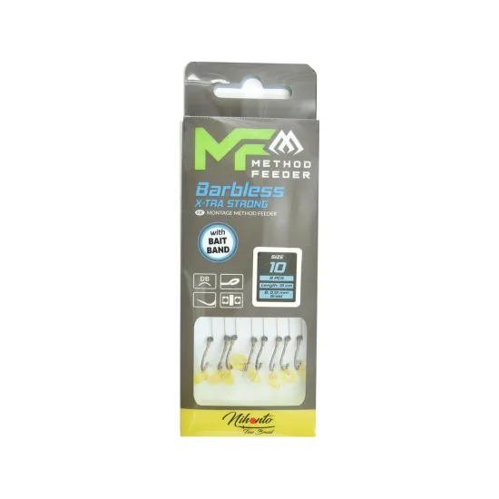 Haczyki z przyponem (z plecionki) Mikado Method Feeder z gumką rozmiar 10 8 sztuk