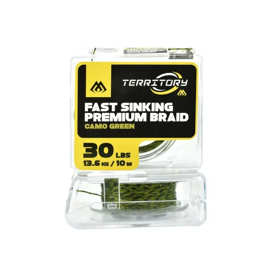 Plecionka przyponowa, karpiowa Mikado Fast Sinking Premium Braid 30lbs/10m zielona