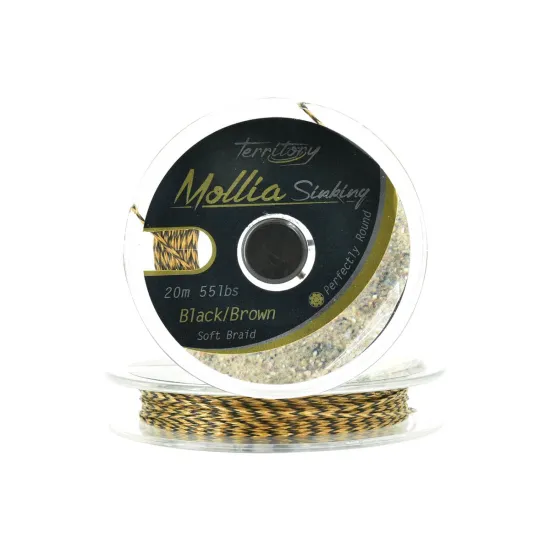 Plecionka przyponowa, karpiowa Mikado Mollia Hooklink 55lbs/20m czarno-brązowa