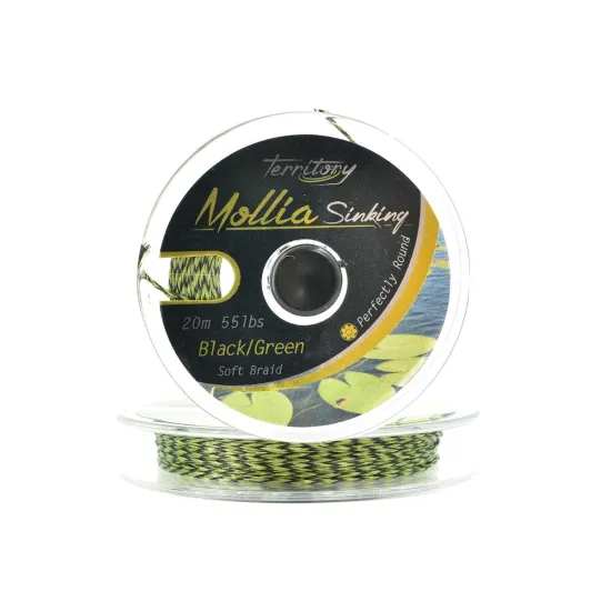 Plecionka przyponowa, karpiowa Mikado Mollia Hooklink 55lbs/20m czarno-zielona