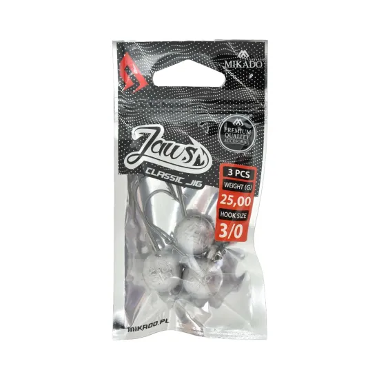Główka jigowa spinningowa Mikado Jaws Classic rozmiar 3/0 25g 3 sztuki