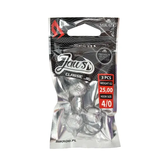Główka jigowa spinningowa Mikado Jaws Classic rozmiar 4/0 25g 3 sztuki