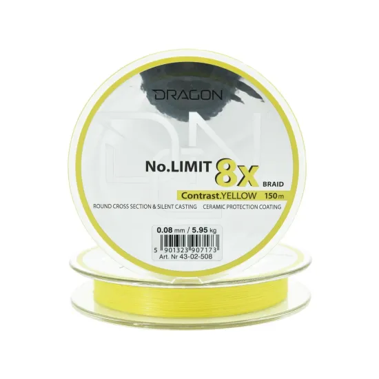 Plecionka spinningowa Dragon No Limit 8X-Braid 0.08mm 150m contrast yellow