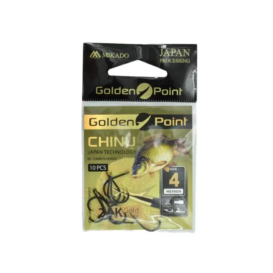 Haczyki spławikowe, feederowe Mikado Golden Point Chinu rozmiar 4 10 sztuk