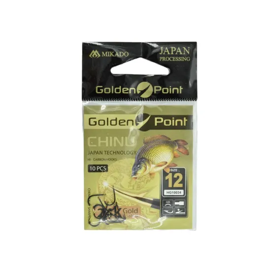 Haczyki spławikowe, feederowe Mikado Golden Point Chinu rozmiar 12 10 sztuk