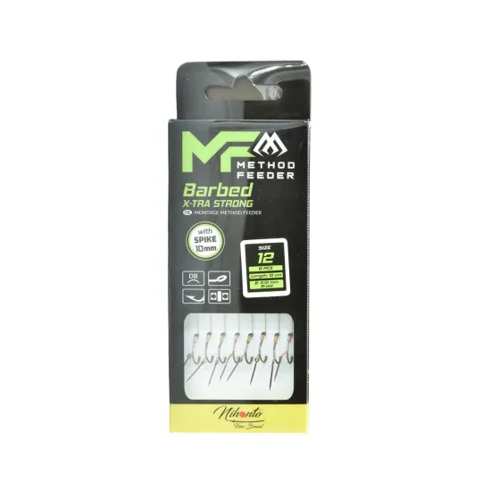 Haczyki z przyponem (z plecionki) Mikado Method Feeder z igłą rozmiar 12 8 sztuk