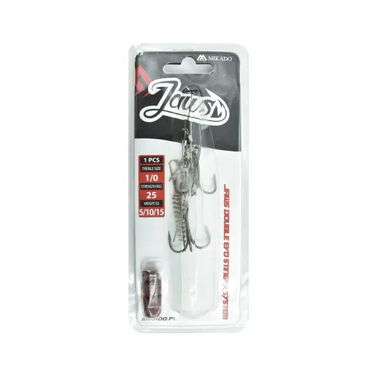Dozbrojka z wkrętem oraz pinem Mikado Jaws Double Evo Stinger System rozmiar 1/0 wytrzymałość 25kg 1 sztuka