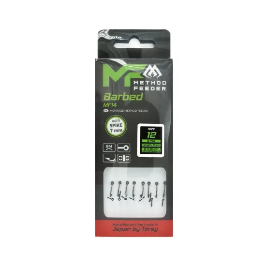 Haczyki z przyponem Mikado Method Feeder z igłą rozmiar 12 8 sztuk