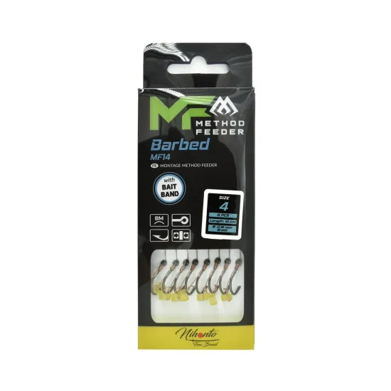 Haczyki z przyponem (z plecionki) Mikado Method Feeder z gumką rozmiar 4 8 sztuk