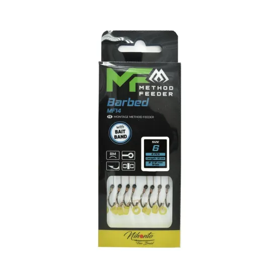 Haczyki z przyponem (z plecionki) Mikado Method Feeder z gumką rozmiar 6 8 sztuk