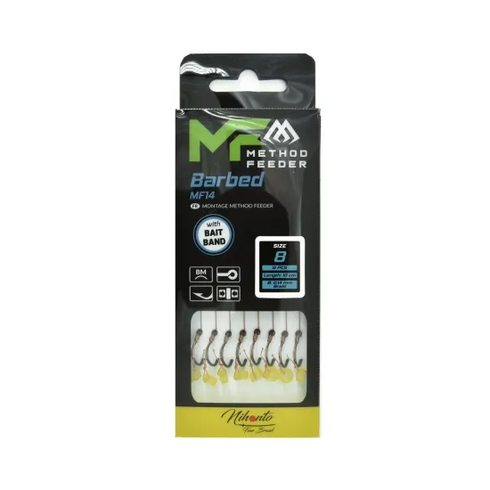 Haczyki z przyponem (z plecionki) Mikado Method Feeder z gumką rozmiar 8 8 sztuk