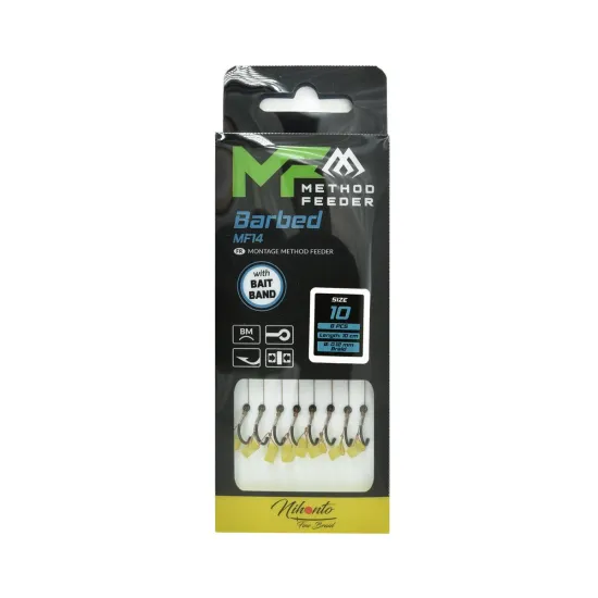 Haczyki z przyponem (z plecionki) Mikado Method Feeder z gumką rozmiar 10 8 sztuk