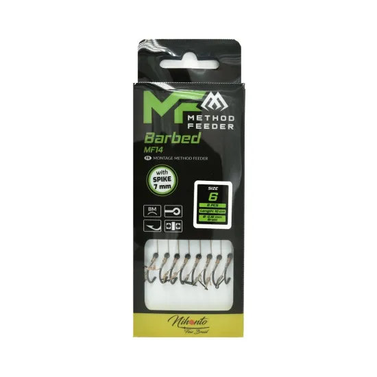 Haczyki z przyponem (z plecionki) Mikado Method Feeder z igłą rozmiar 6 8 sztuk