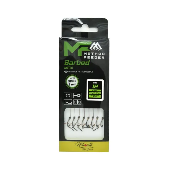 Haczyki z przyponem (z plecionki) Mikado Method Feeder z igłą rozmiar 12 8 sztuk