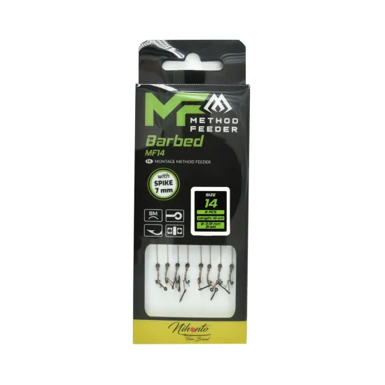 Haczyki z przyponem (z plecionki) Mikado Method Feeder z igłą rozmiar 14 8 sztuk