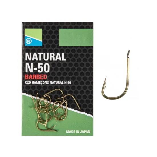 Haczyki z zadziorem Preston Natural N-50 rozmiar 8 10 sztuk