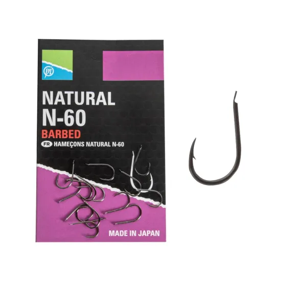 Haczyki z zadziorem Preston Natural N-60 rozmiar 10 10 sztuk