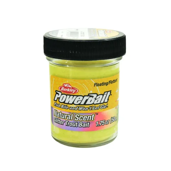 Ciasto Berkley Powerbait Natural Glitter Trout Dough 50g garlic sunshine yellow glitter floating