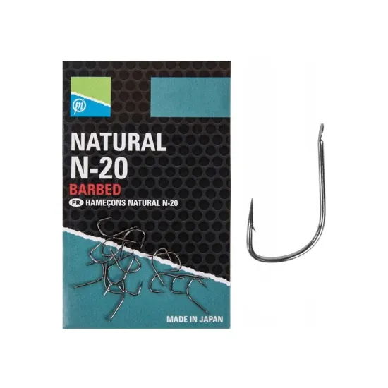 Haczyki z zadziorem Preston Natural N-20 rozmiar 14 10 sztuk