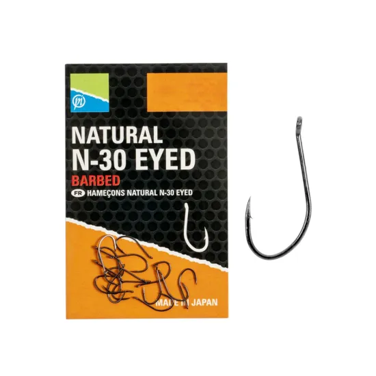 Haczyki z zadziorem i oczkiem Preston Natural N-30 Eyed rozmiar 16 15 sztuk