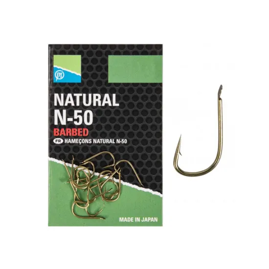 Haczyki z zadziorem Preston Natural N-50 rozmiar 10 10 sztuk