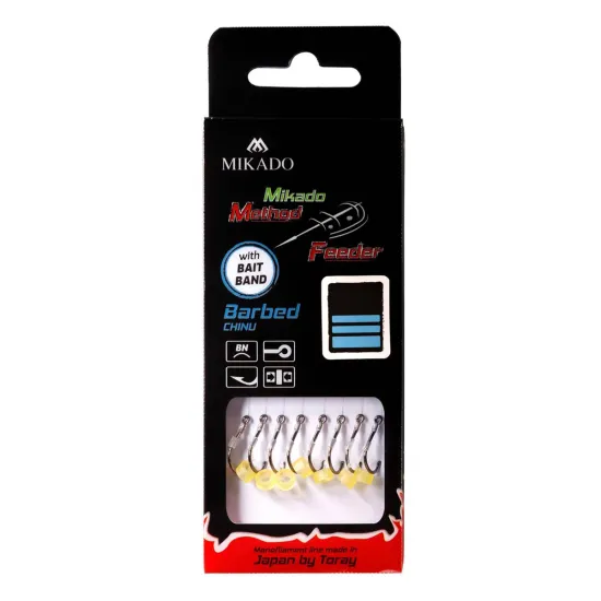 Haczyki z przyponem Mikado Method Feeder z gumką rozmiar 14 8 sztuk