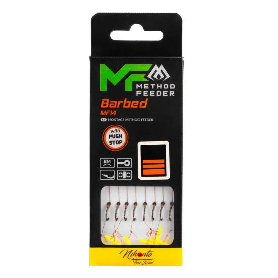 Haczyki z przyponem (z plecionki) Mikado Method Feeder push stop rozmiar 4 8 sztuk