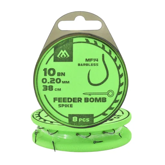 Haki z przyponem Mikado Feeder Bomb MF14 z igłą rozmiar 10 8 sztuk