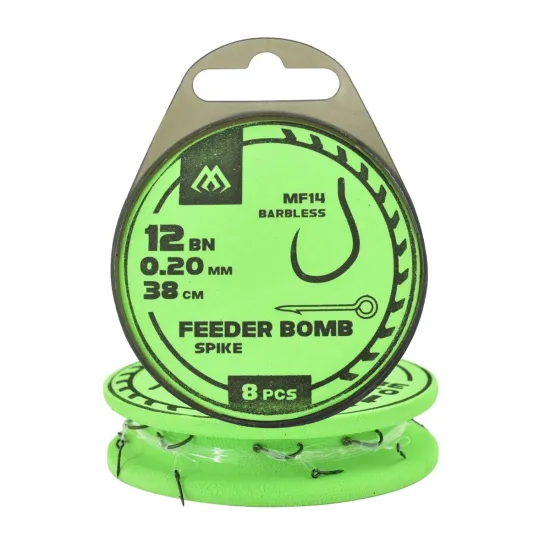 Haki z przyponem Mikado Feeder Bomb MF14 z igłą rozmiar 12 8 sztuk