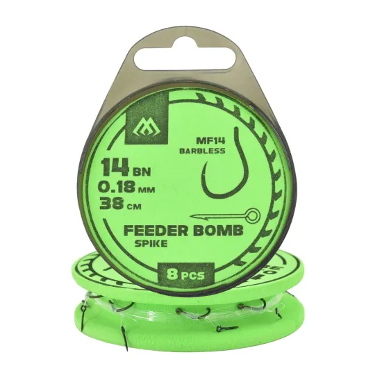 Haki z przyponem Mikado Feeder Bomb MF14 z igłą rozmiar 14 8 sztuk