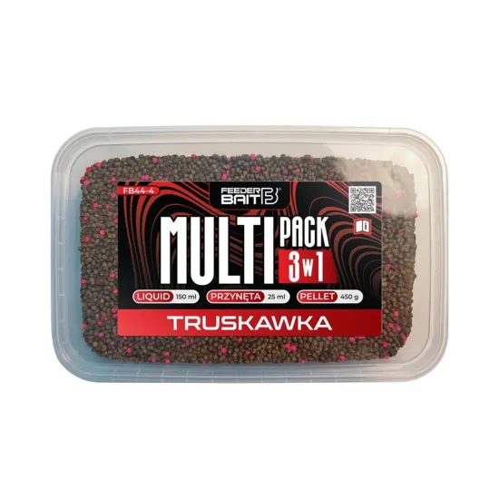 Multipack Feeder Bait 3w1 Liquid, Mini Ślimak, Pellet, - aromat truskawka