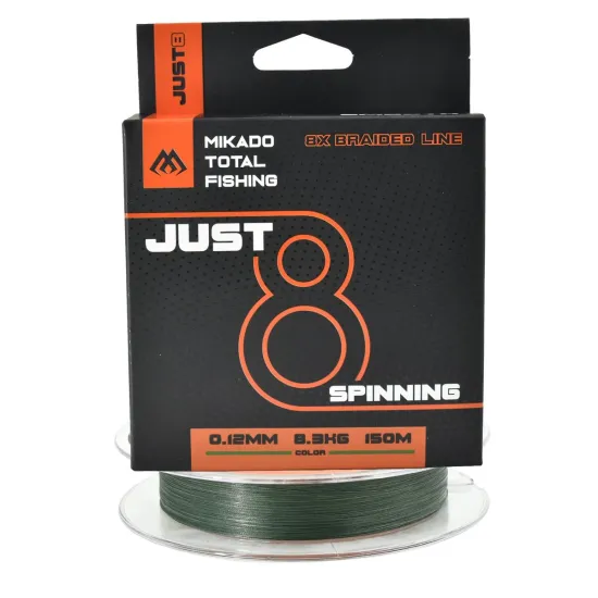 Plecionka spinningowa Mikado Just 8 0.12mm 150m ciemnozielona