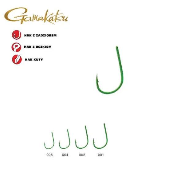 Haczyki karpiowe Gamakatsu A-1 G-Carp Camou Green Specialist rozmiar 6 10 sztuk
