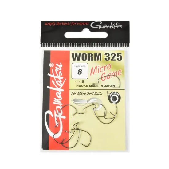 Haczyki spinningowe Gamakatsu WORM325 rozmiar 8 czarne 8 sztuk