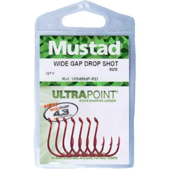 Haczyki Mustad WG Drop Shot rozmiar 8 czerwone 10 sztuk