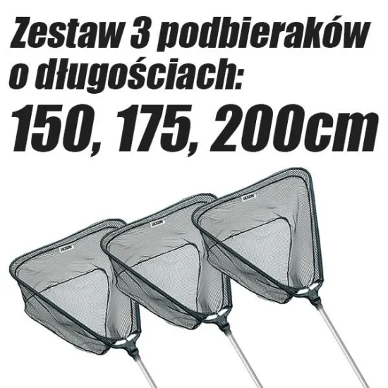 Zestaw trzech podbieraków teleskopowych Jaxon AXN 150/175/200cm