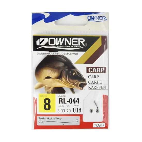 Haczyki z przyponem Owner RL044 rozmiar 8 - czarny