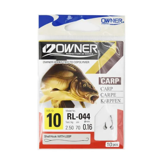 Haczyki z przyponem Owner RL044 rozmiar 10 - czarny