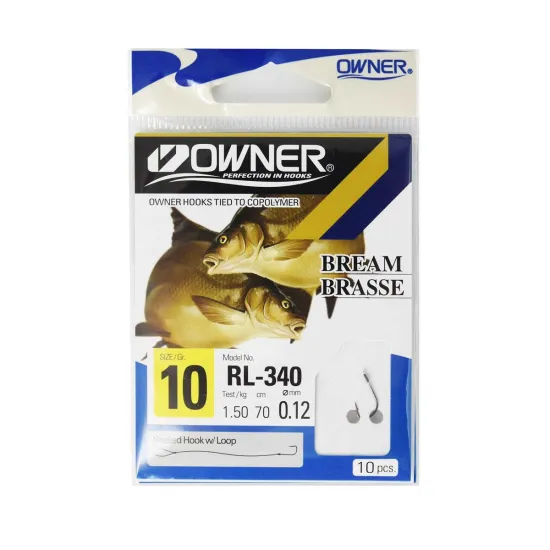 Haczyki z przyponem Owner RL340 rozmiar 10 - ciemnostalowy