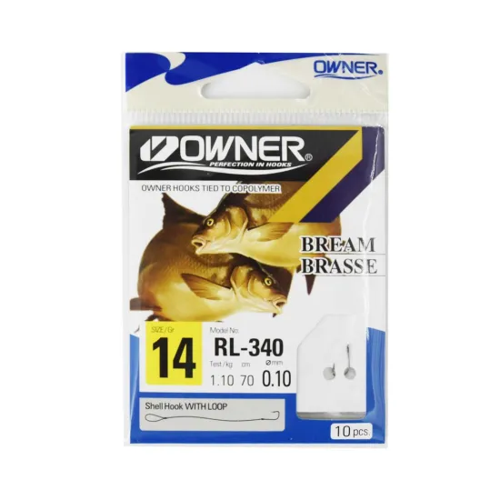Haczyki z przyponem Owner RL340 rozmiar 14 - ciemnostalowy