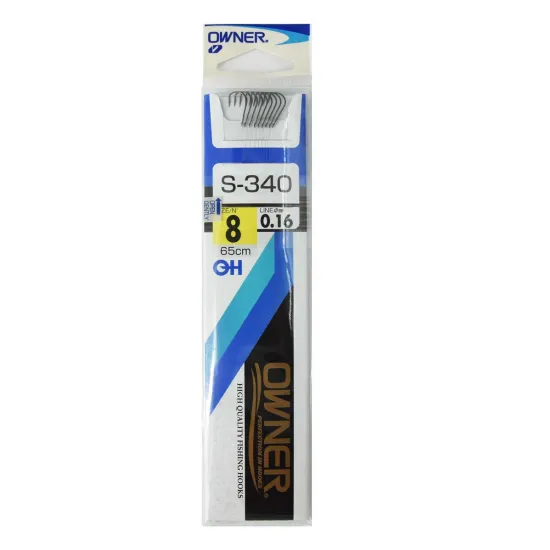 Haczyki z przyponem Owner S340 rozmiar 8 - ciemnostalowy