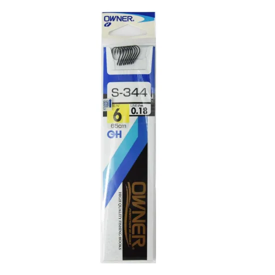 Haczyki z przyponem Owner S344 rozmiar 6 - czarny