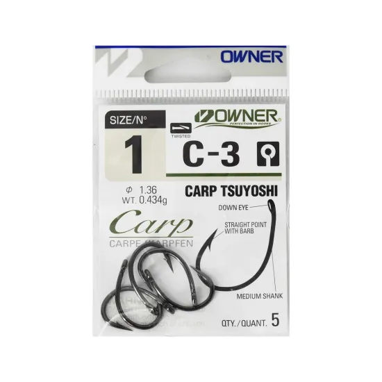 Haczyki karpiowe Owner Carp C3 rozmiar 1 5 sztuk