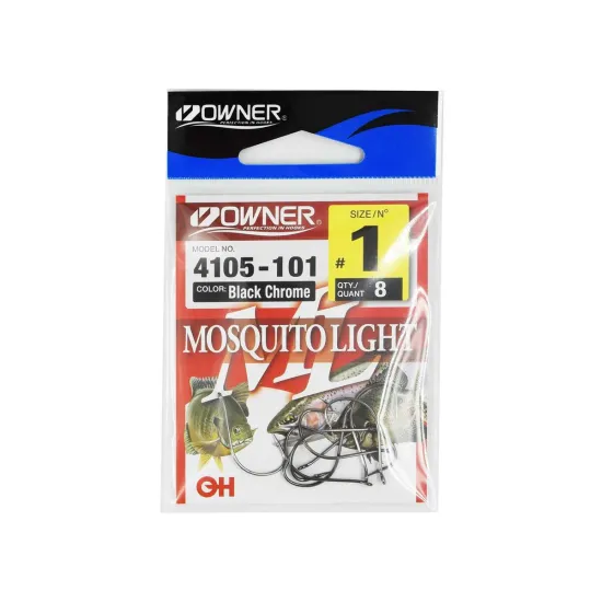 Haczyki feederowe, spławikowe Owner Mosquito Light 4105 rozmiar 1 czarne 8 sztuk