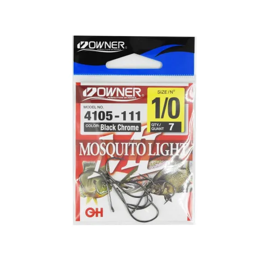 Haczyki feederowe, spławikowe Owner Mosquito Light 4105 rozmiar 1/0 czarne 7 sztuk