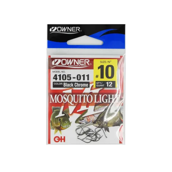 Haczyki feederowe, spławikowe Owner Mosquito Light 4105 rozmiar 10 czarne 12 sztuk