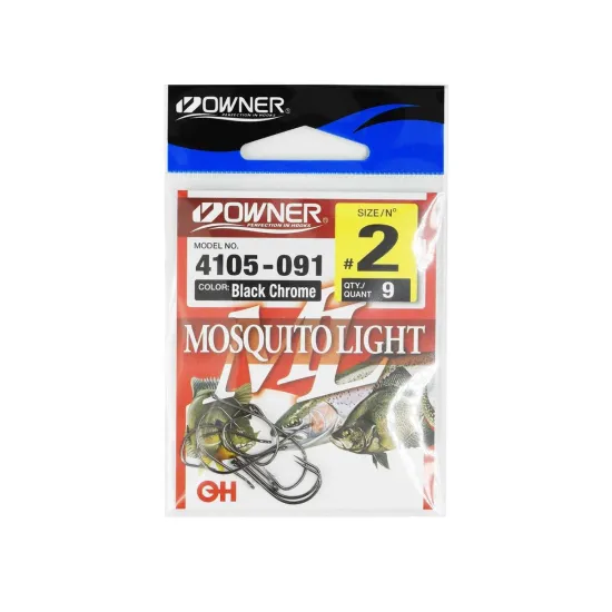 Haczyki feederowe, spławikowe Owner Mosquito Light 4105 rozmiar 2 czarne 9 sztuk