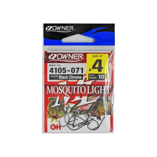Haczyki feederowe, spławikowe Owner Mosquito Light 4105 rozmiar 4 czarne 10 sztuk