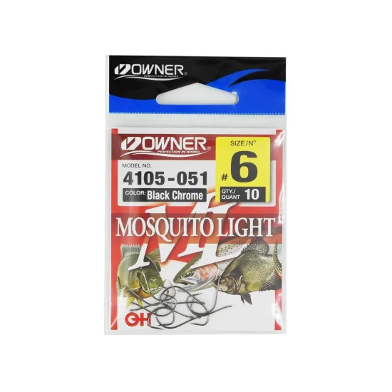 Haczyki feederowe, spławikowe Owner Mosquito Light 4105 rozmiar 6 czarne 10 sztuk
